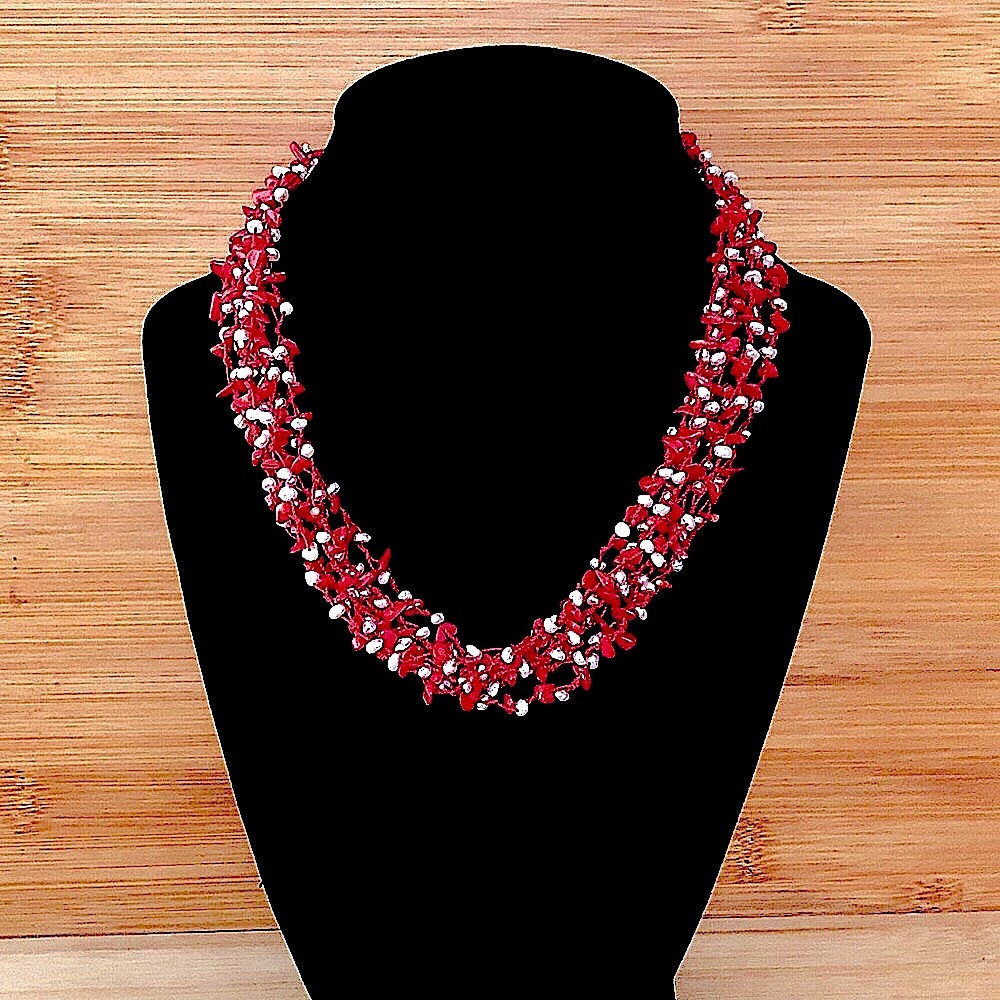 $78  6 Strand Estate Necklace  Total Length 17 Inches